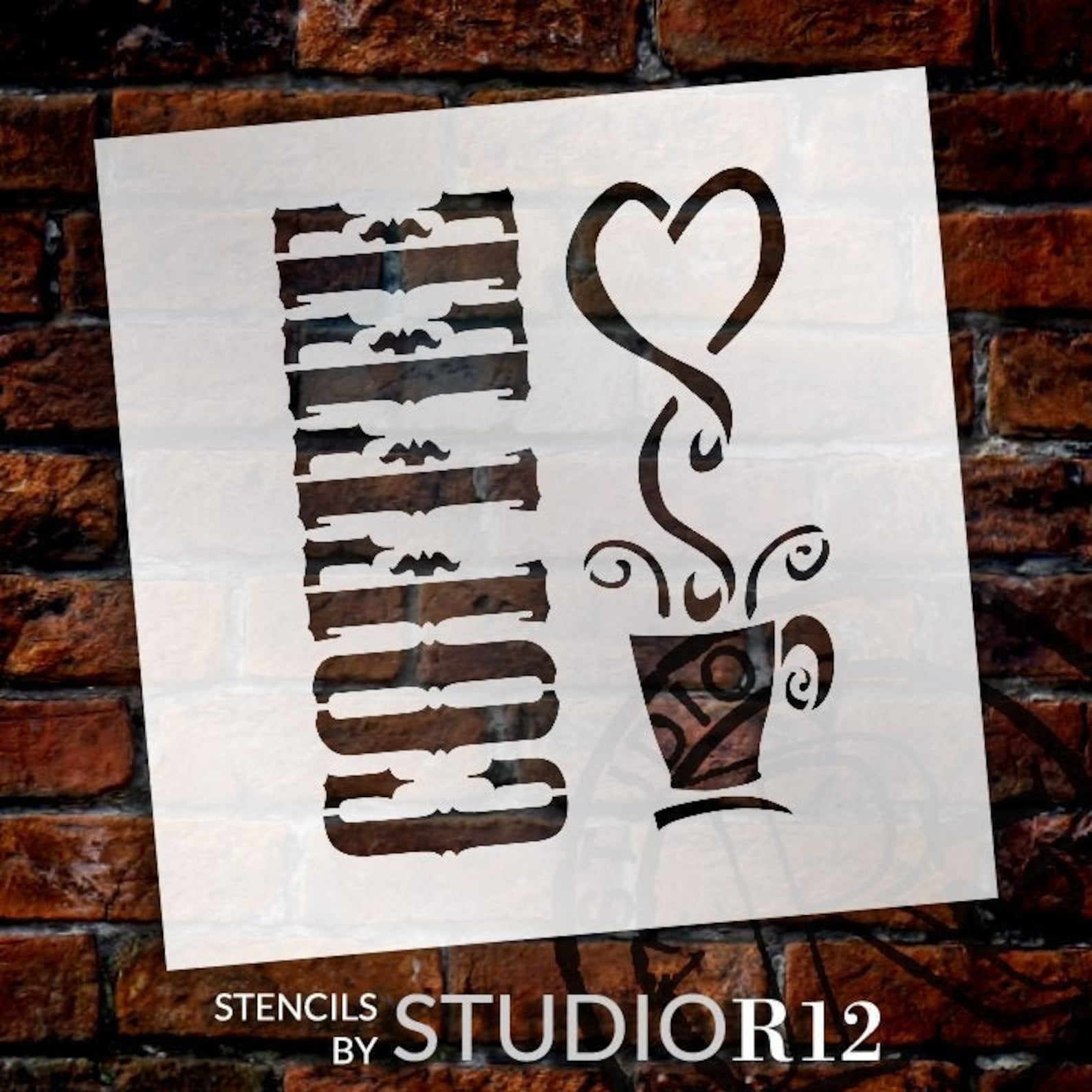 Coffee Stencil by Studior12 Love Coffee Word Art Reusable | Etsy