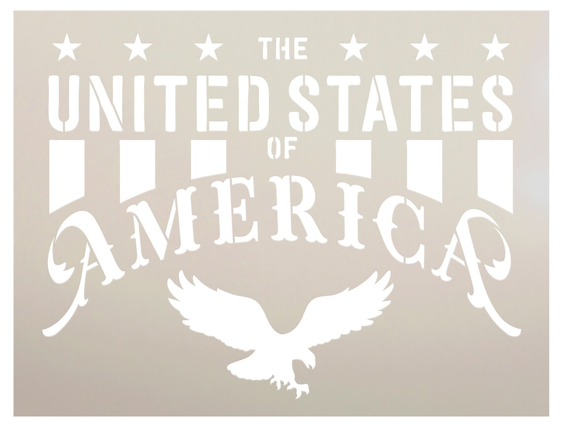 The United States of America Word Art Stencil Select Size Etsy