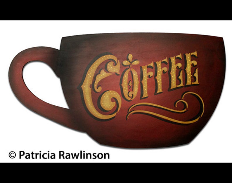 Coffee Word Art Stencil Victorian Headline Select Size Etsy