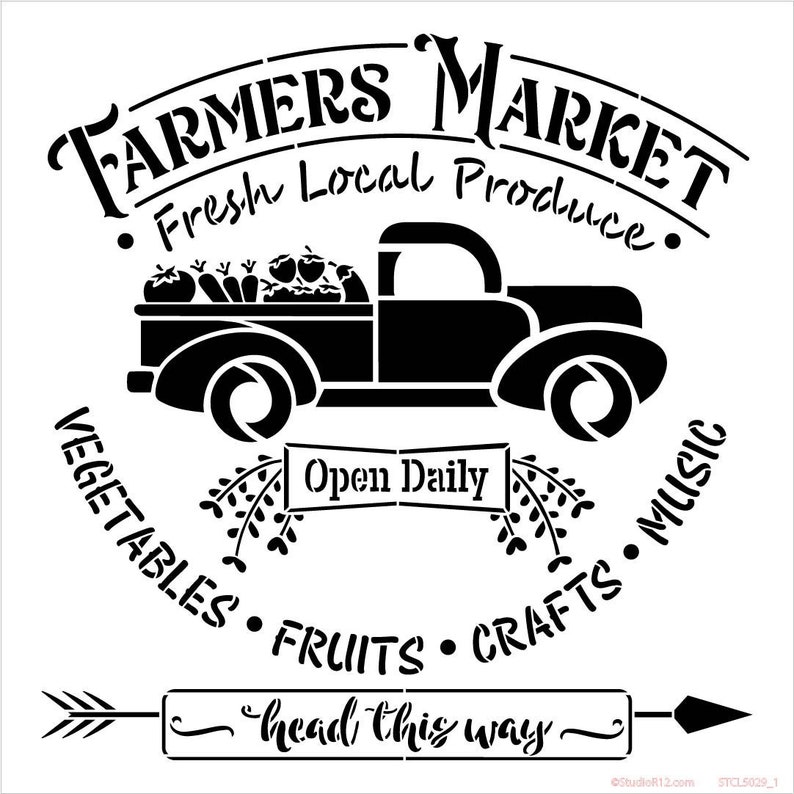 Farmers Market Stencil With Vintage Truck by Studior12 DIY - Etsy