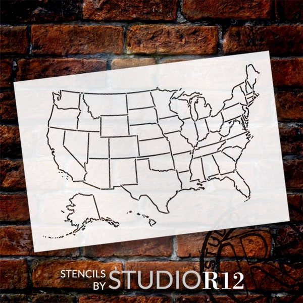 Outline of US States Map Stencil by StudioR12 - Select Size - USA Made - Craft DIY Geography Map for Classroom, Home Decor | Paint Wood Sign