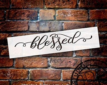 Blessed Stencil by StudioR12 | DIY Inspirational Quote Farmhouse Home Decor | Craft & Paint Wood Sign | Reusable Mylar Template | Dainty...