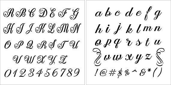 1 Corsiva Script Letter Stencil Calligraphy Stencils Alphabet reusable  Crafts & Font Stencils for Painting S1_ALPH_CO_19 Stencil1 