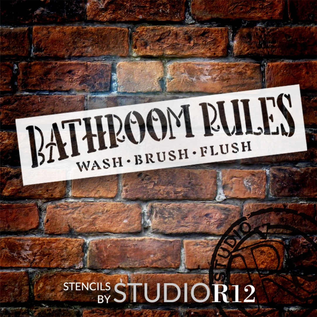 Bathroom Rules Stencil by Studior12 Craft DIY Jumbo - Etsy