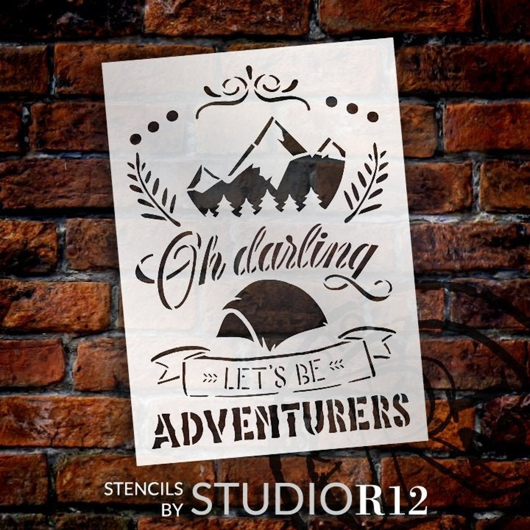 Let's Be Adventurers Stencil With Tent by Studior12 DIY Camp Home Decor ...