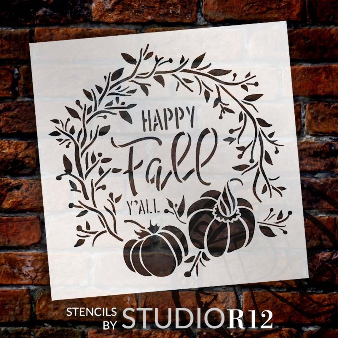 Happy Fall Y'all Stencil by StudioR12 DIY Autumn Pumpkin | Etsy