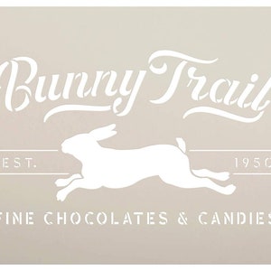 Bunny Trail Fine Chocolates Stencil With Rabbit by Studior12 - Etsy