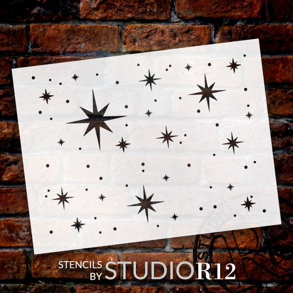 Twinkle Stars Stencil di StudioR12 - Arte per bambini - Arredamento della cameretta, Sfondi celesti, Carte, Soffitto, Torta - SELEZIONA DIMENSIONE - STCL578