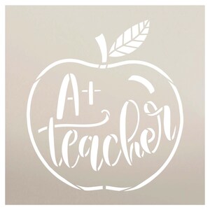 A Teacher With Apple Stencil by Studior12 Craft DIY - Etsy