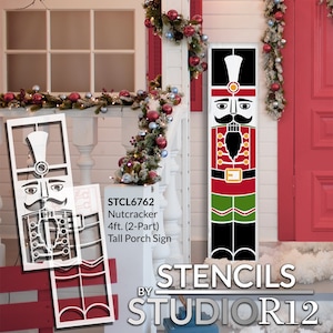 Nutcracker Soldier Tall Porch Sign Stencil by StudioR12 - 4ft - USA Made - Craft DIY Christmas Home Decor Yard Art | Paint Wood Leaner