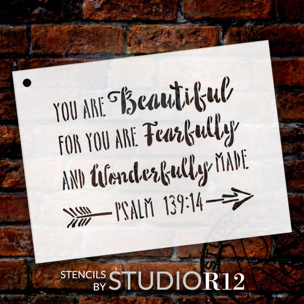 You Are Beautiful - Psalm 139:14 - Word Stencil - Select Size - STCL1776 - By Studior12