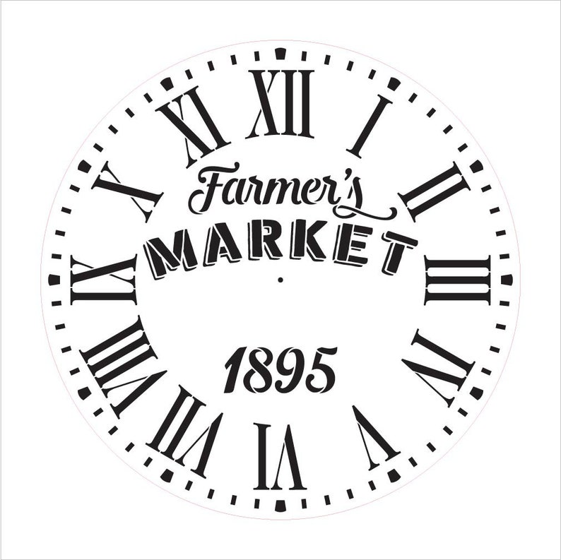 Farmers Market Letters SELECT SIZE Round Clock Stencil Roman Numerals DIY Painting Vintage Rustic Farmhouse Country Home Decor Walls