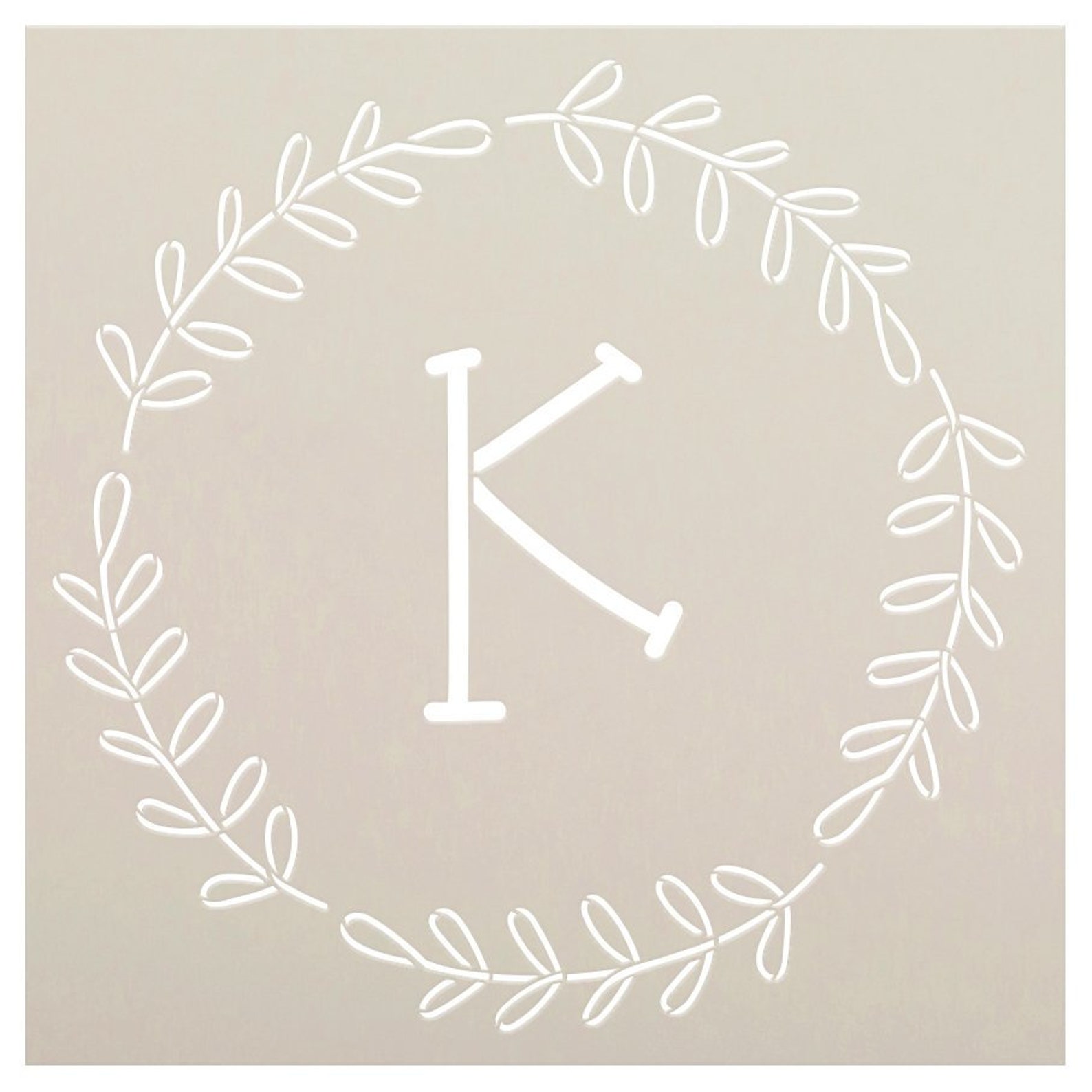 Simple Monogram Stencil with Wreath by StudioR12 Letter | Etsy