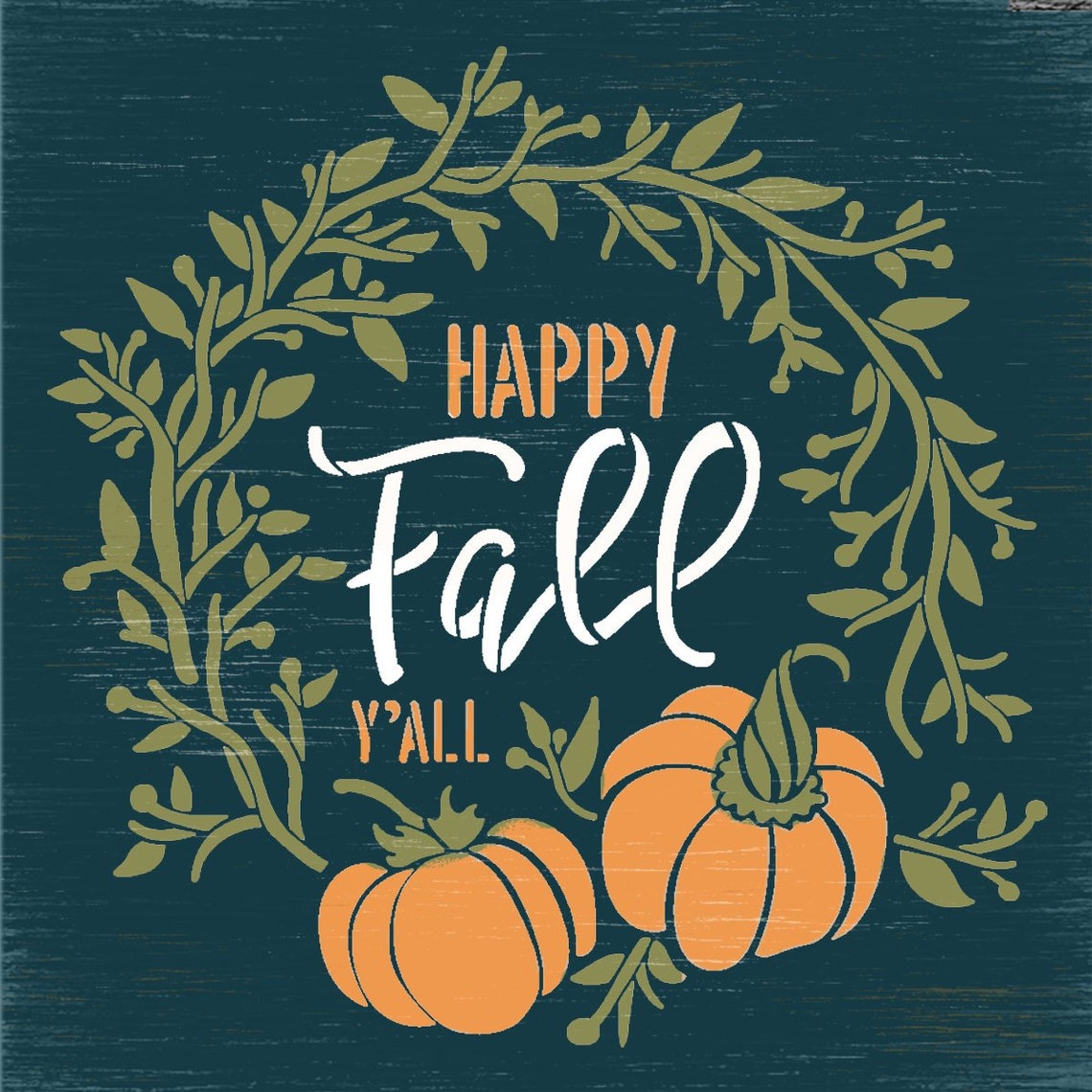 Happy Fall Y'all Stencil by Studior12 DIY Autumn Pumpkin - Etsy