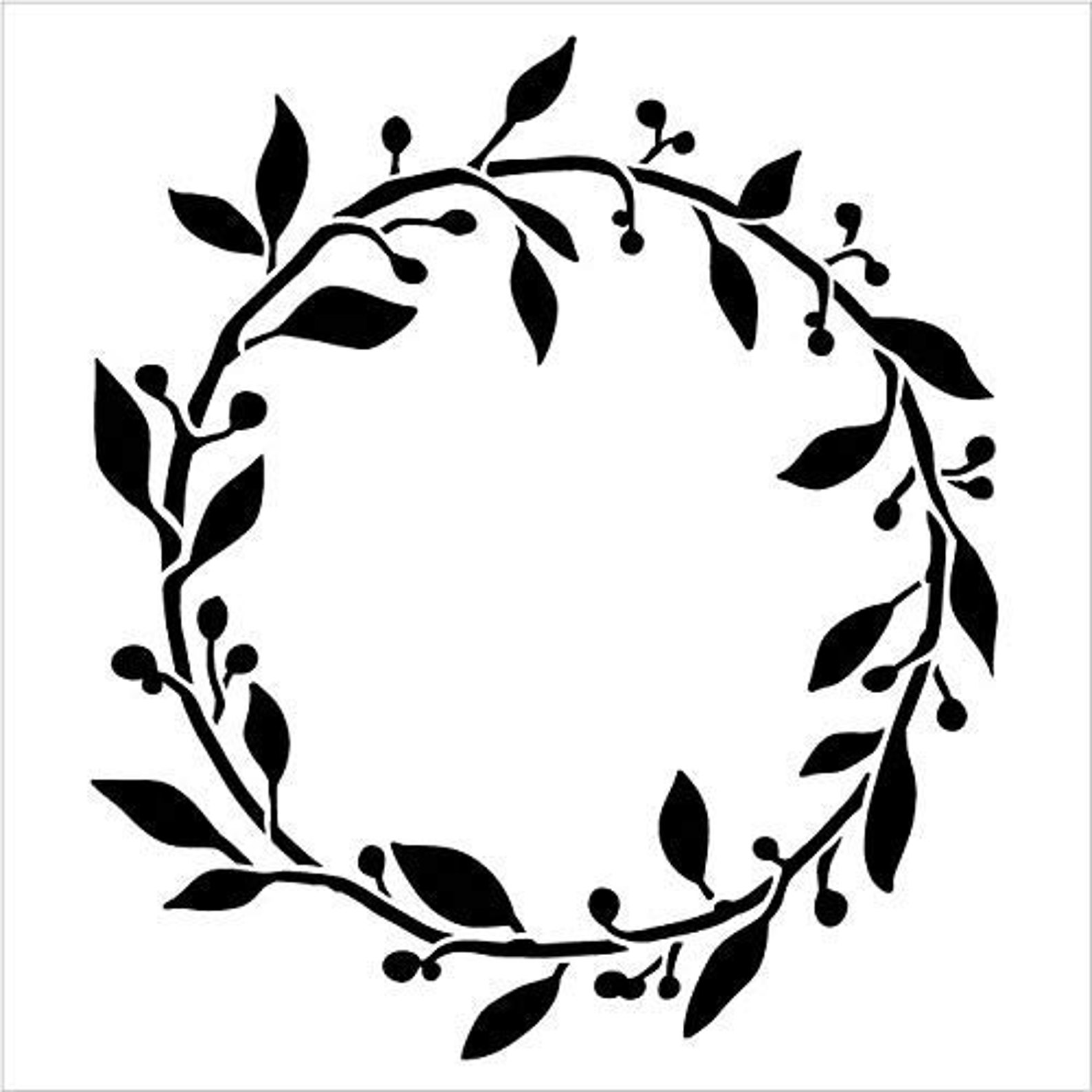 Leaf & Berry Wreath Stencil by Studior12 DIY Plant Outdoor Etsy