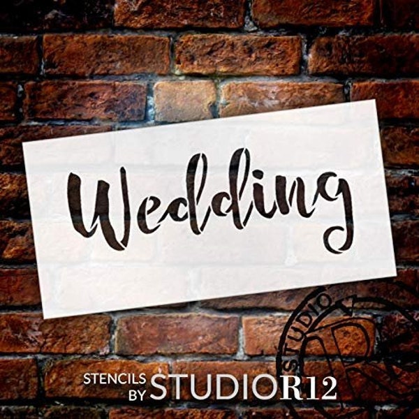 Wedding Sign Word - Wedding - Rustic Script Stencil by StudioR12 | Reusable Mylar Template | Use to Paint Wood Signs - Pallets - Pillows...