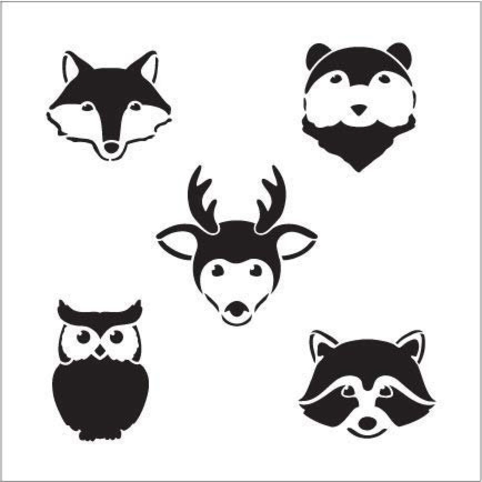 Woodland Animal Faces Stencil by Studior12 DIY Nursery Etsy