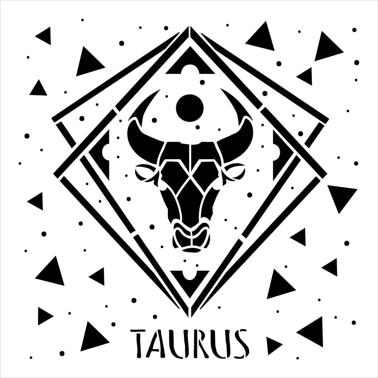 Taurus Zodiac Stencil by Studior12 DIY Star Sign Celestial Etsy