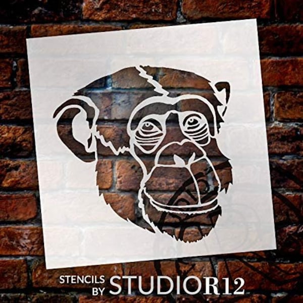 Chimp Portrait Stencil by StudioR12 | Zoo Animals | Nature DIY Kids Family Gift | Craft School Home Decor | Activity Nursery Play Room
