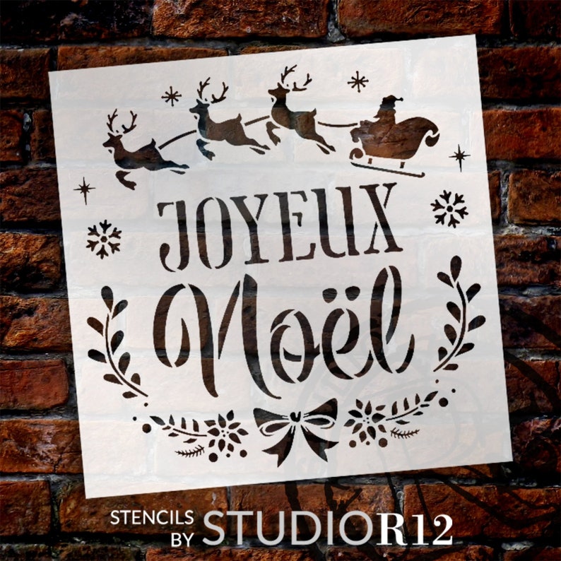 Joyeux Noel With Santa's Sleigh Stencil by Studior12 - Etsy