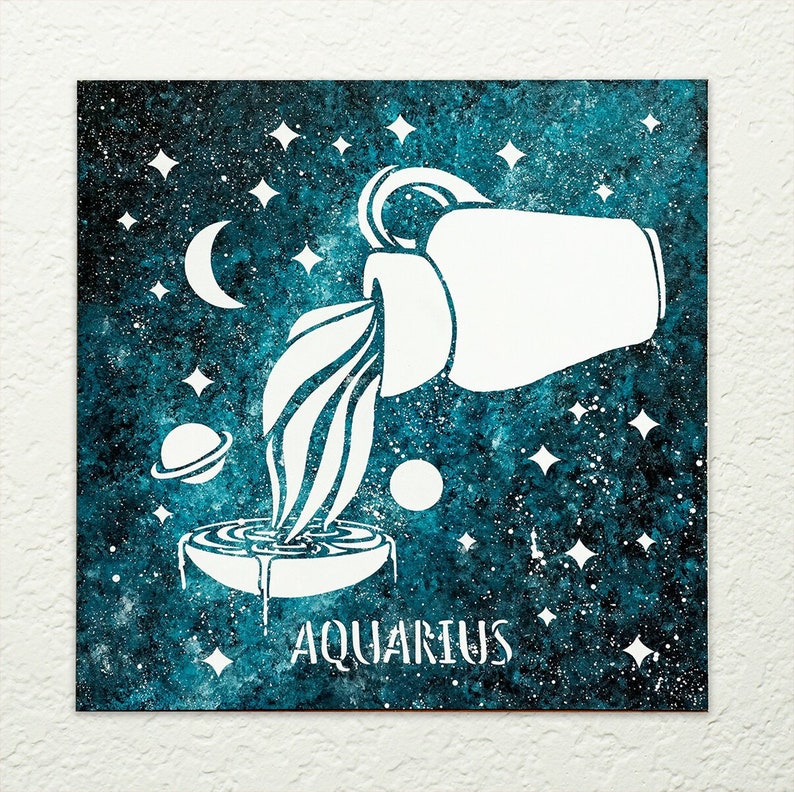 Aquarius Zodiac Stencil by Studior12 DIY Star Celestial - Etsy