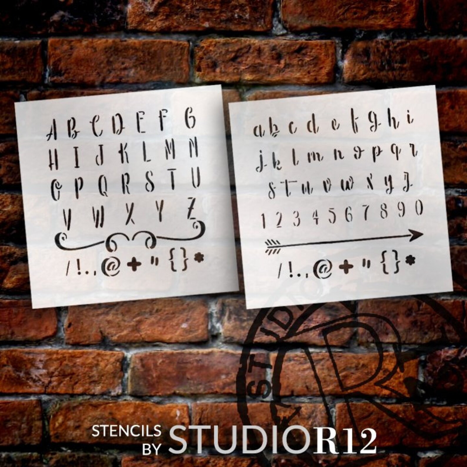 Lettering Upper &amp; Lower Case Stencil 2 Part by Studior12 | Etsy