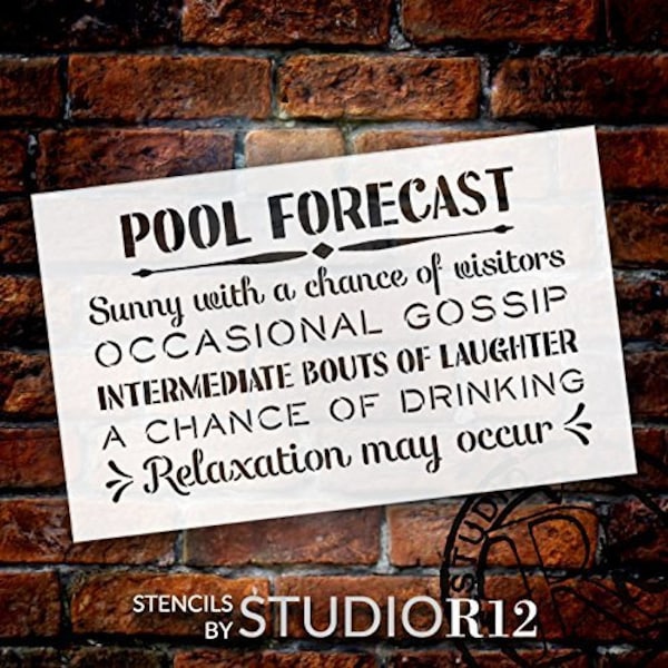 Pool Forecast - Sunny with a Chance of Visitors Stencil by StudioR12 | Reusable Mylar Template | Use to Paint Wood Signs - Front Door -...