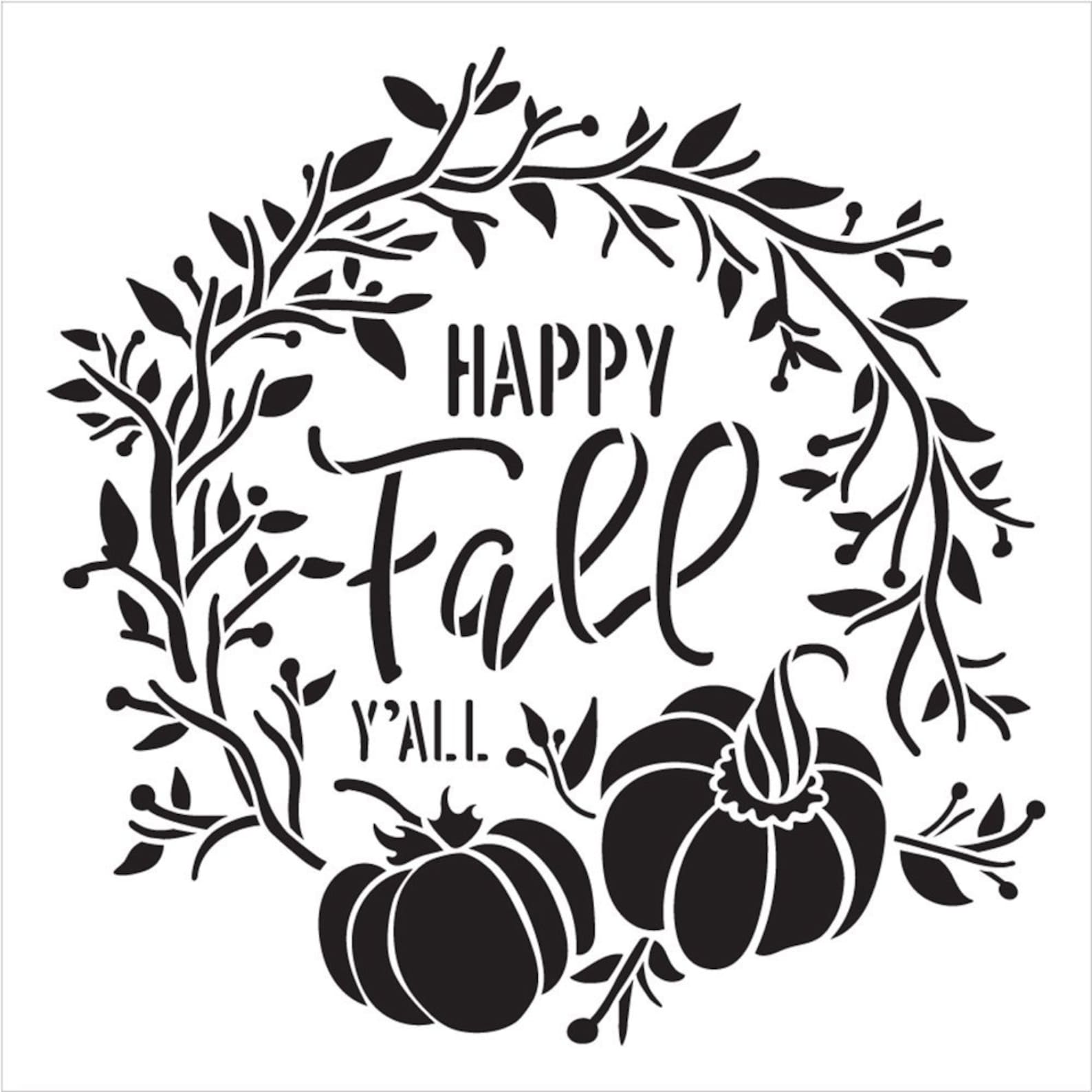 Happy Fall Y'all Stencil by StudioR12 DIY Autumn Pumpkin Etsy