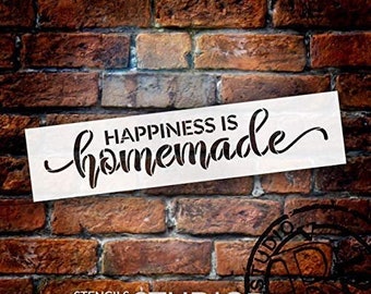 Happiness is Homemade Stencil by StudioR12 | Reusable Mylar Template | Paint Wood Sign | DIY Rustic Home Decor | Crafting