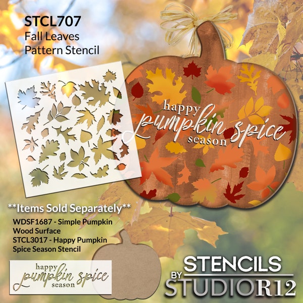 Fall Leaves - Pattern Stencil - Select Size - SKU: STCL707