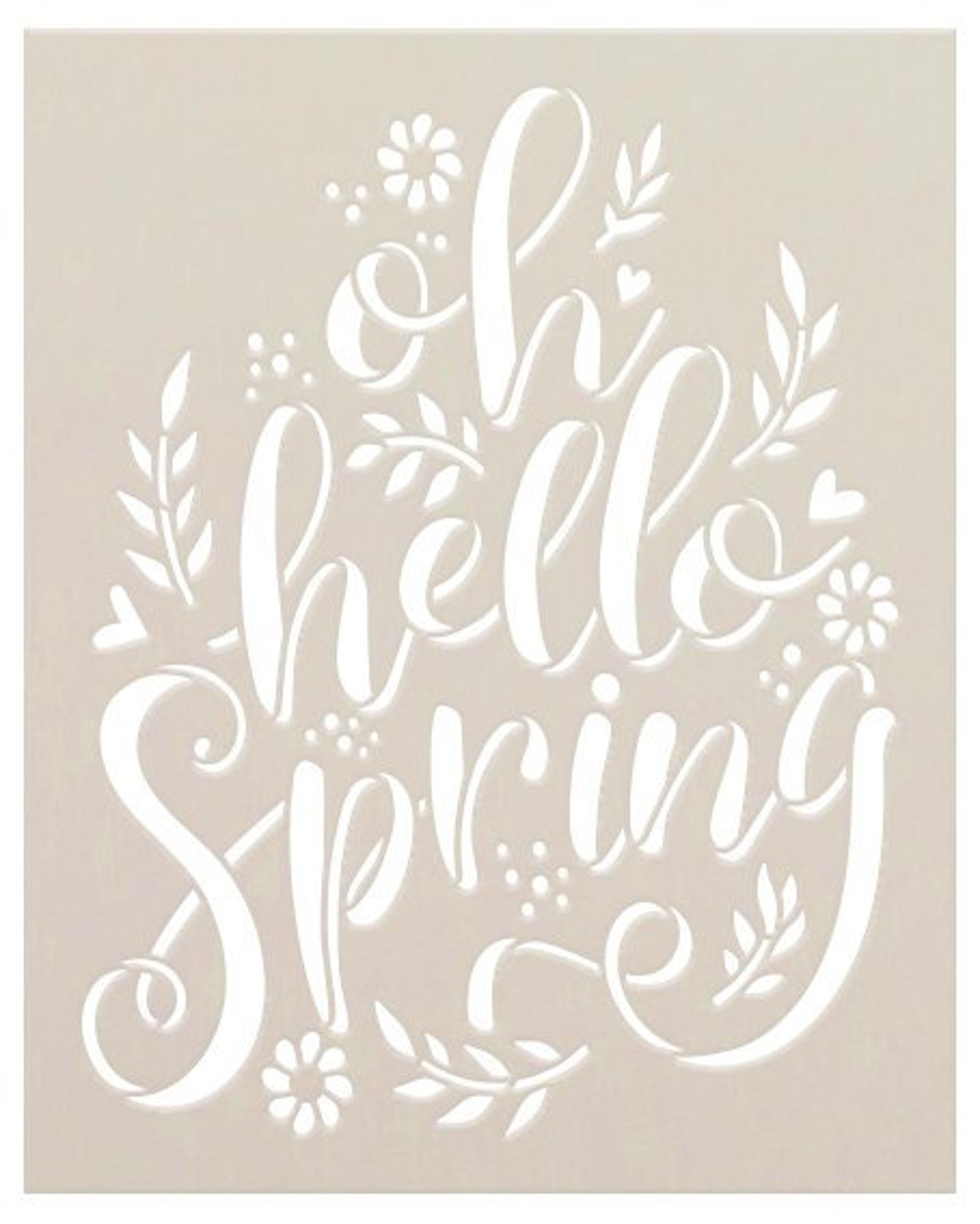 Oh Hello Spring Script Stencil With Flowers by Studior12 DIY - Etsy