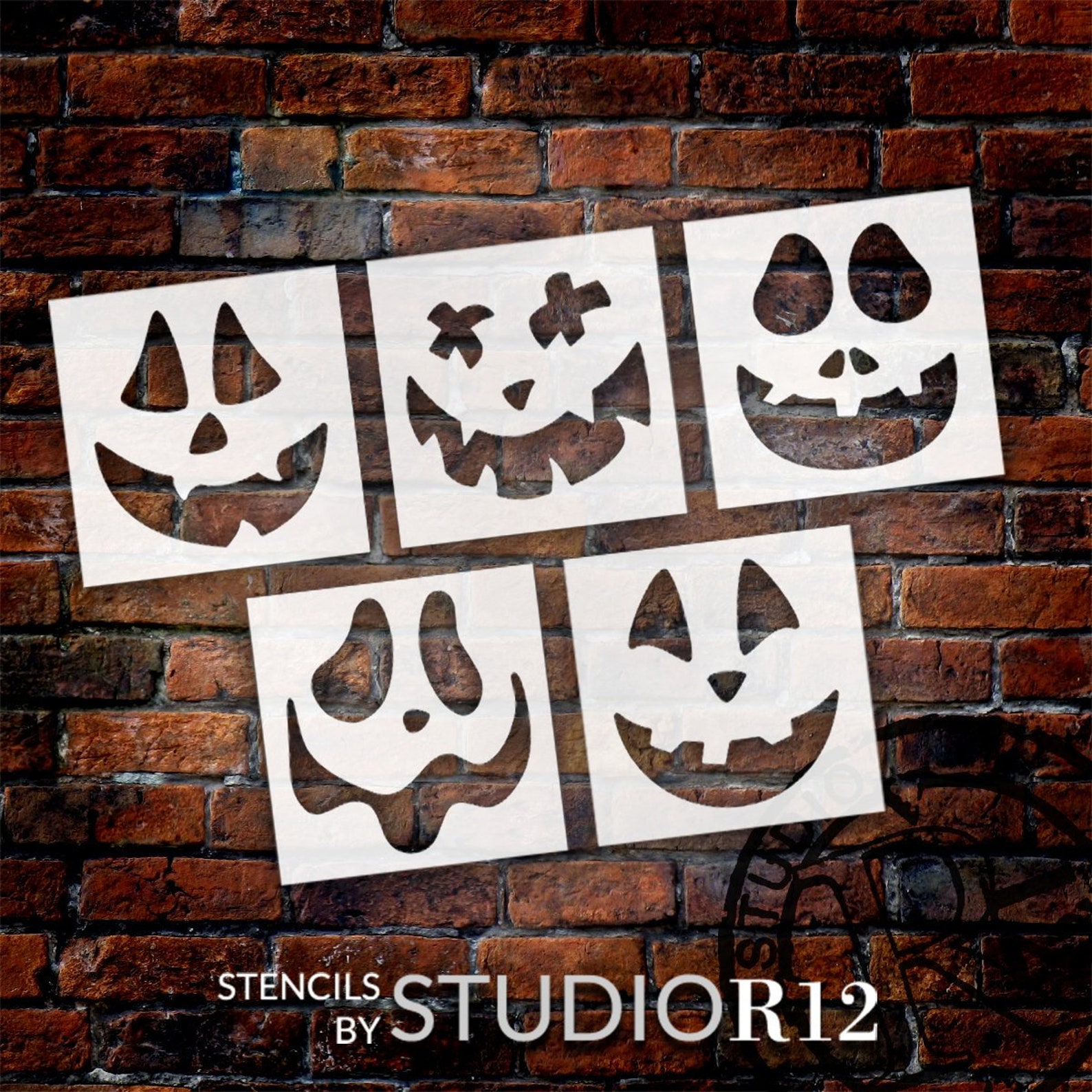 Silly Jack O Lantern Face 5-piece Stencil Set by Studior12 - Etsy