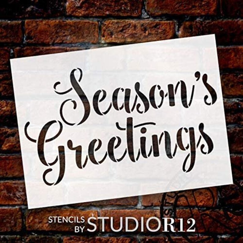 Seasons Greetings Stencil par StudioR12 Cursive Script fr Etsy France
