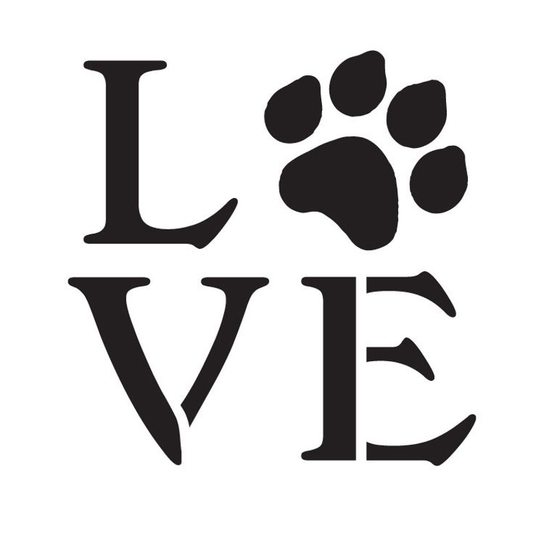 Love with Dog Paw Print Stencil by StudioR12 Dog Lover Gift Pet Stencil Paint a Wood Sign DIY Painting Crafting SELECT SIZE image 3