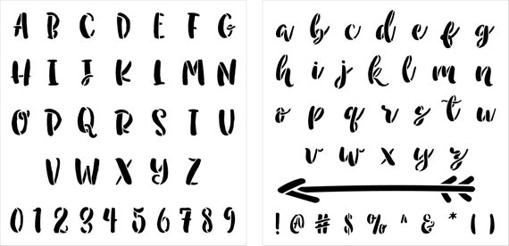 1/2 Corsiva Script Letter Stencil Calligraphy Stencils Alphabet