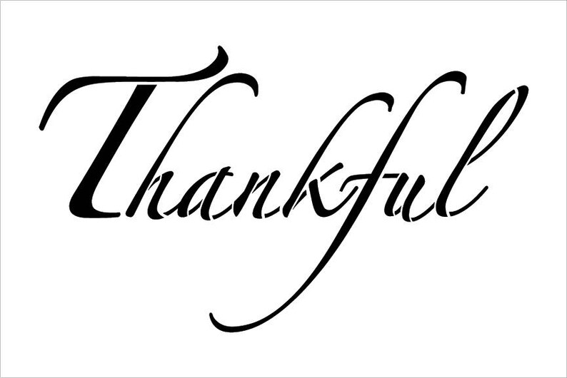 Thankful Elegant Script Word Stencil Select Size - Etsy