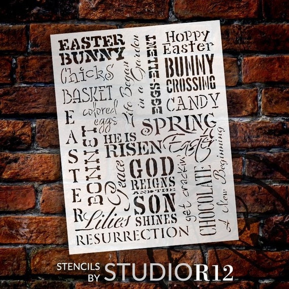 Easter Words Background Stencil