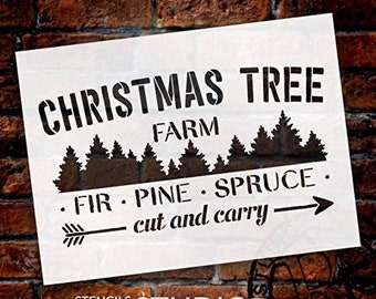 Christmas Tree Farm - Fir Pine Spruce Stencil - by StudioR12 | Reusable Mylar Template | Use to Paint Wood Signs - Pallets - DIY...