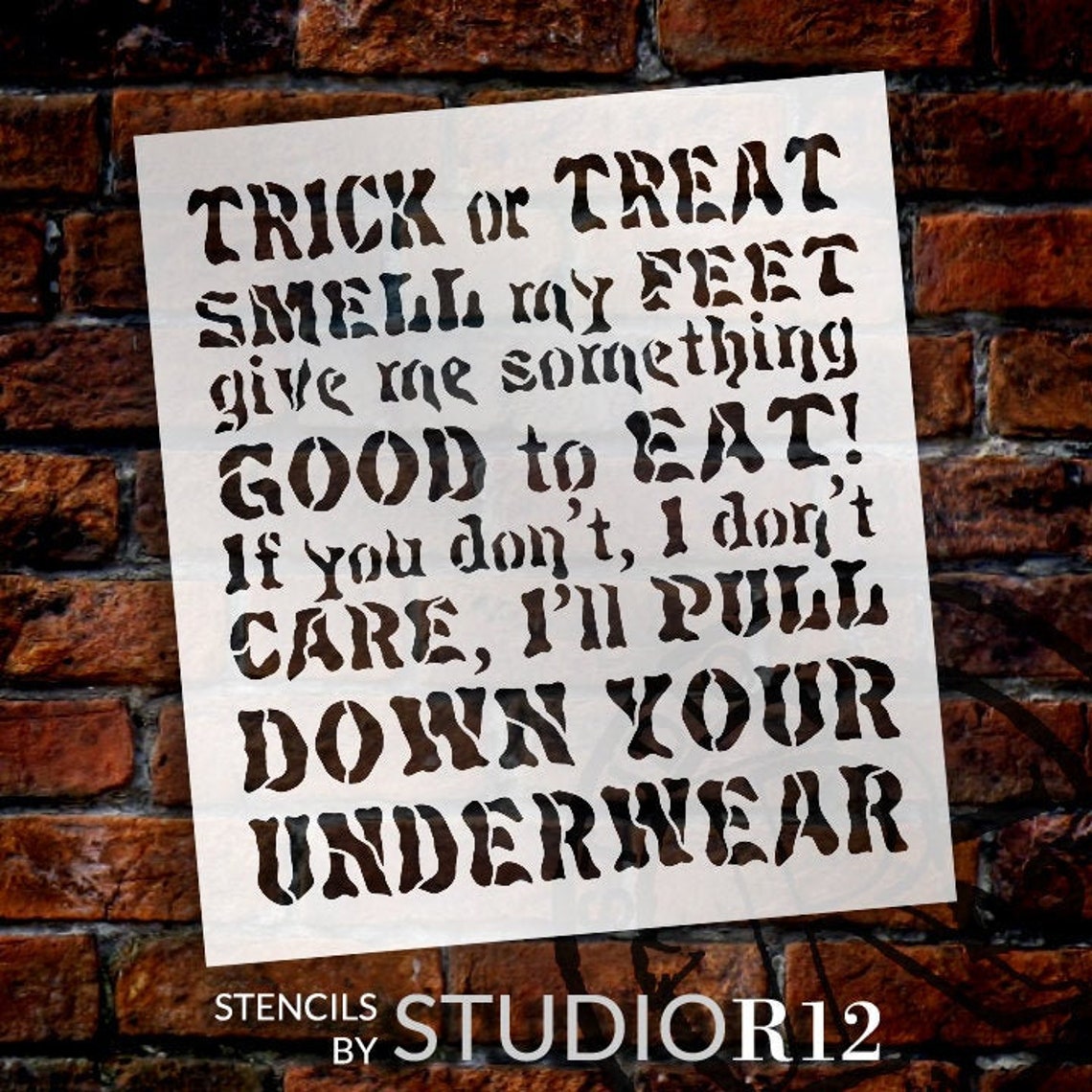Trick or Treat Smell My Feet Poem Word Stencil 10 Etsy
