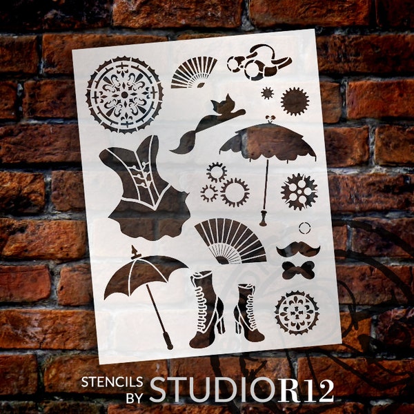 Steampunk Kitty - Art Stencil - 8.5" x 11"-SKU: STCL690