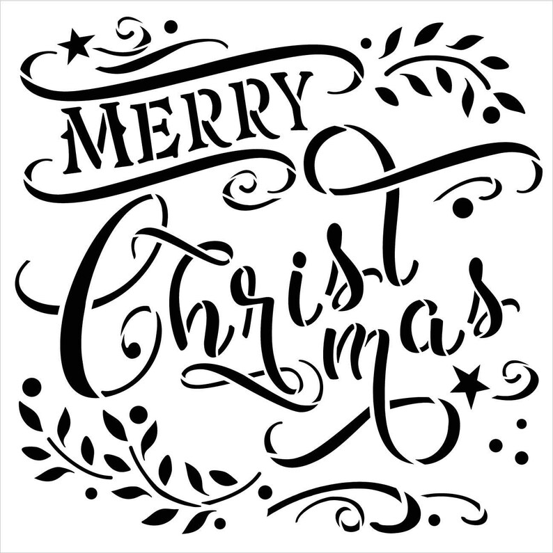 Merry Christmas Stencil by Studior12 DIY Winter Holiday - Etsy