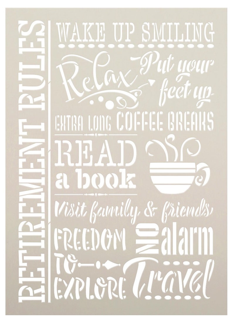 Retirement Rules Stencil by StudioR12 Relax Read Book Etsy