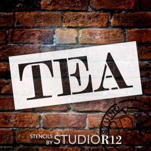 Tea Skinny Serif Word Stencil Select Size STCL2064 by StudioR12 image 1