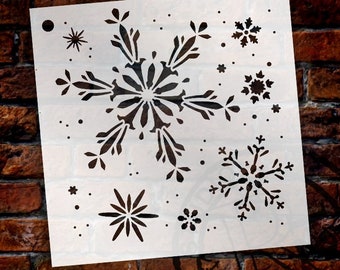 Pochoir Snowflakes par StudioR12 | Art de la neige d’hiver fantaisiste - Modèle Mylar réutilisable | Peinture, techniques mixtes | Sélectionnez la taille