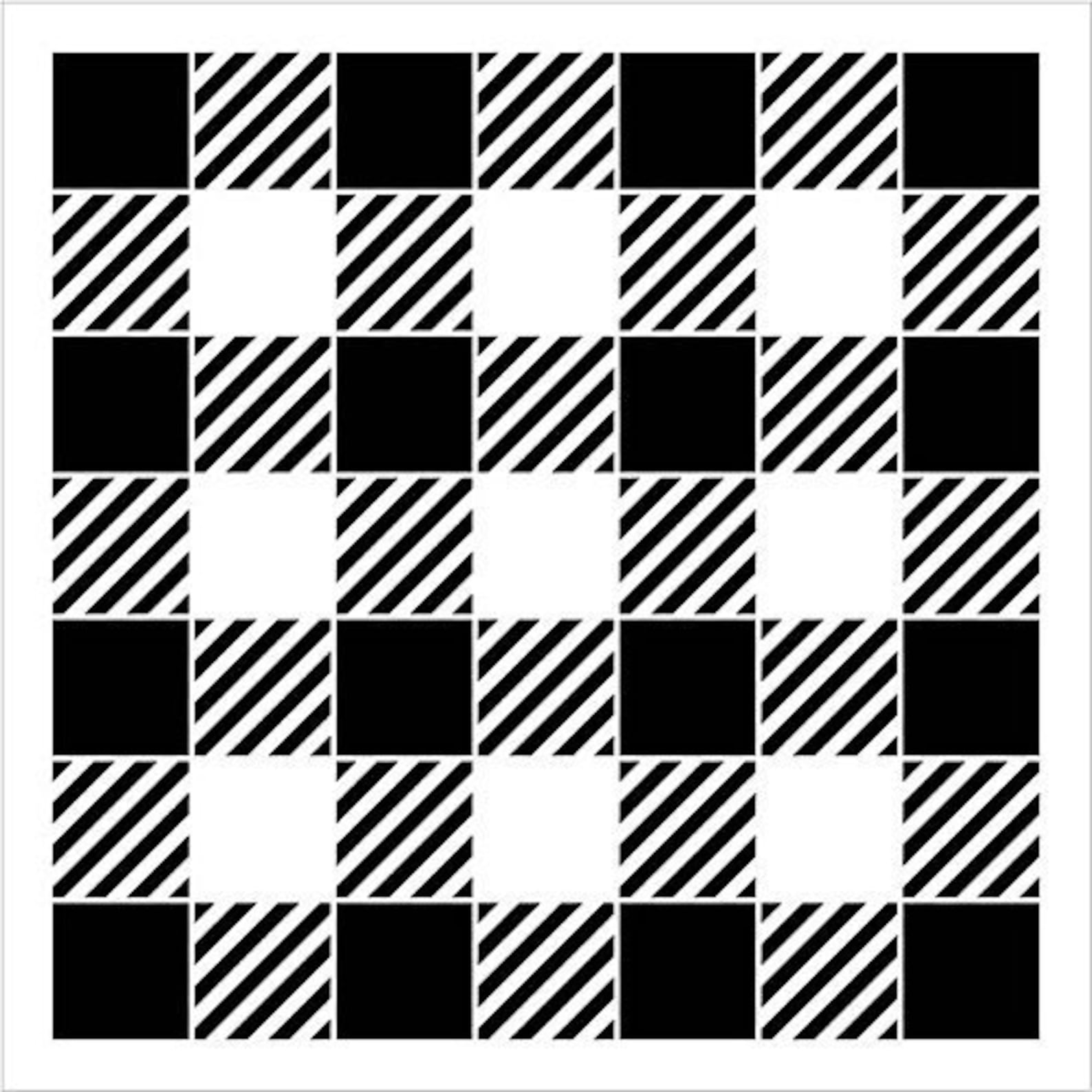 Buffalo Plaid Checks Pattern Stencil Choose Size Etsy