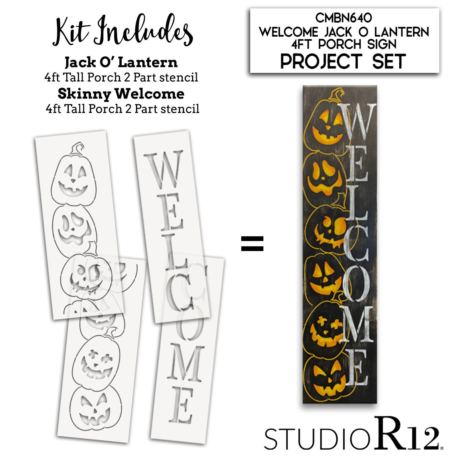 Welcome Stencil by StudioR12  Skinny Traditional Vertical Word