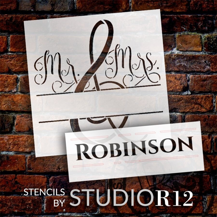 Personalized Mr &amp; Mrs Stencil by Studior12 Custom Last Name | Etsy