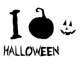 I Love Halloween Stencil by StudioR12 | Pumpkin and Word Art | DIY Home Decor | Spooky Season | 18" x