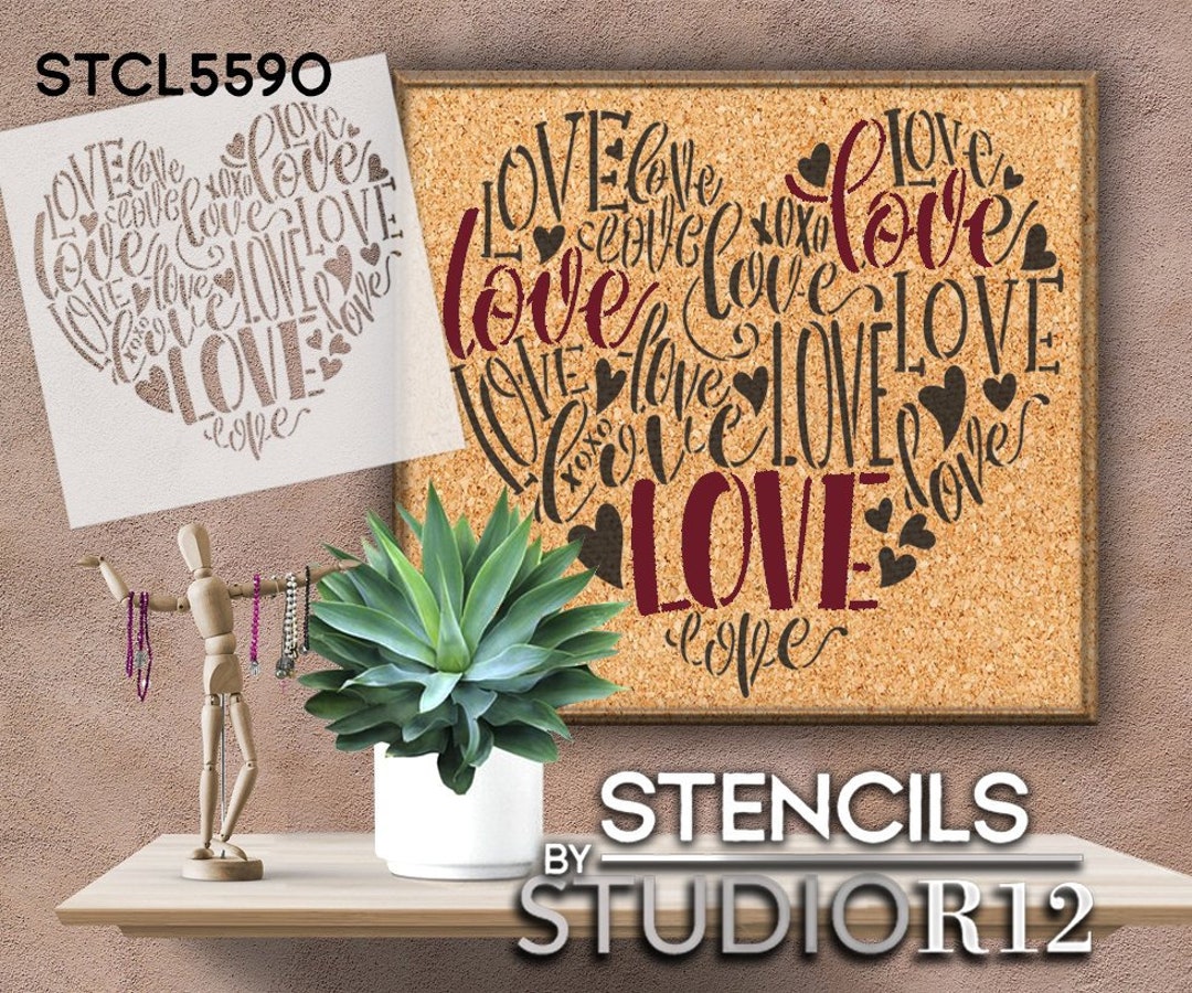 Buy Love Heart Stencil by Studior12 DIY Valentine's Day Home Decor Valentine  Word Art Craft & Paint Farmhouse Wood Sign Select Size Online in India 