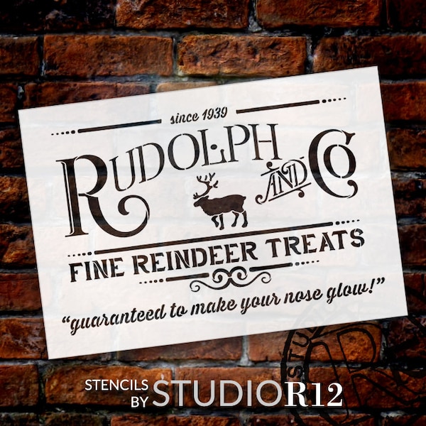 Rudolph and Co. Stencil by StudioR12 |  Fine Reindeer Treats Christmas Word Art- Reusable Template | Use for DIY Signs SELECT SIZE- STCL1538